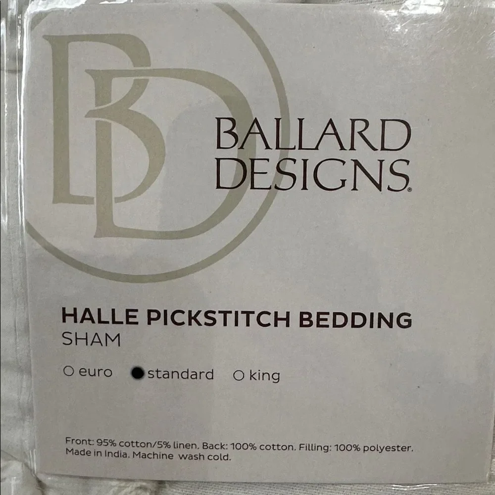 Ballard Designs Halle Pickstitch Quilted Bedding Sham - White (2) STANDARD